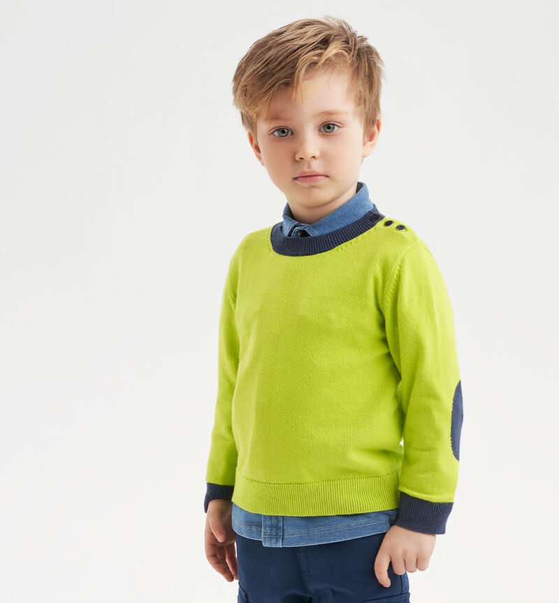 Sarabanda pullover with patches for boys from 9 months to 8 years VERDE-5237