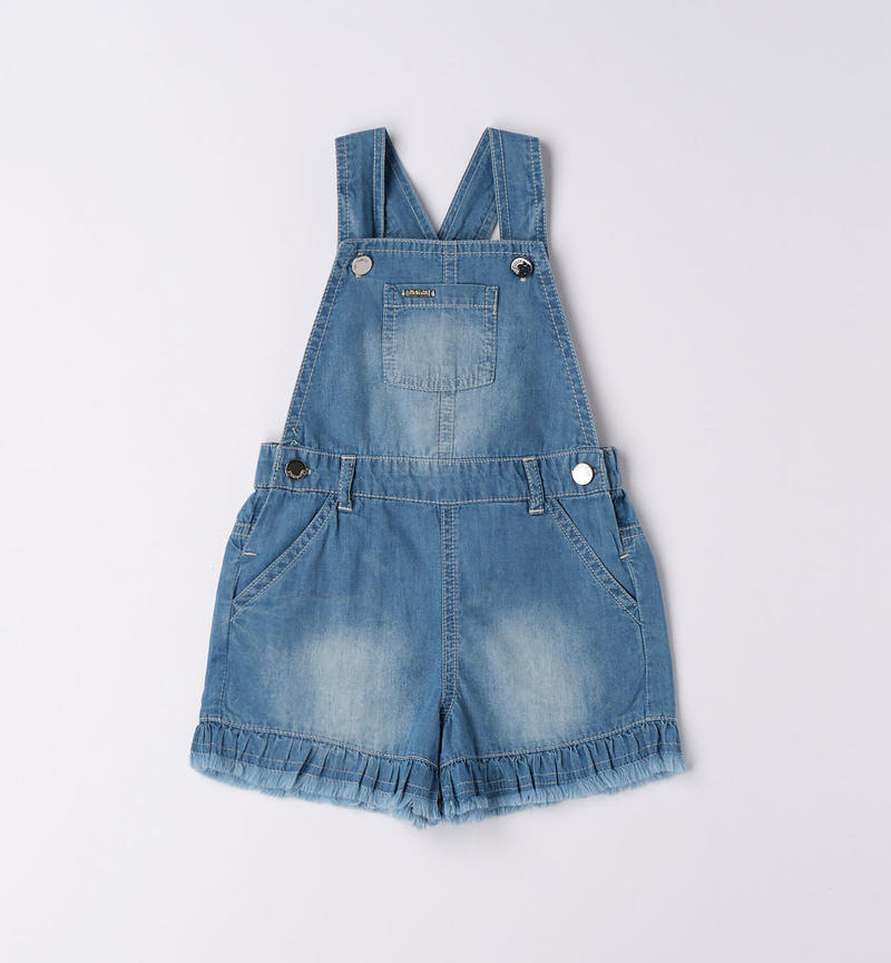 Sarabanda short denim dungarees for girls from 9 months to 8 years STONE BLEACH-7350