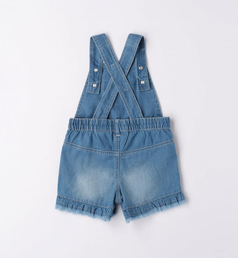 Sarabanda short denim dungarees for girls from 9 months to 8 years STONE BLEACH-7350