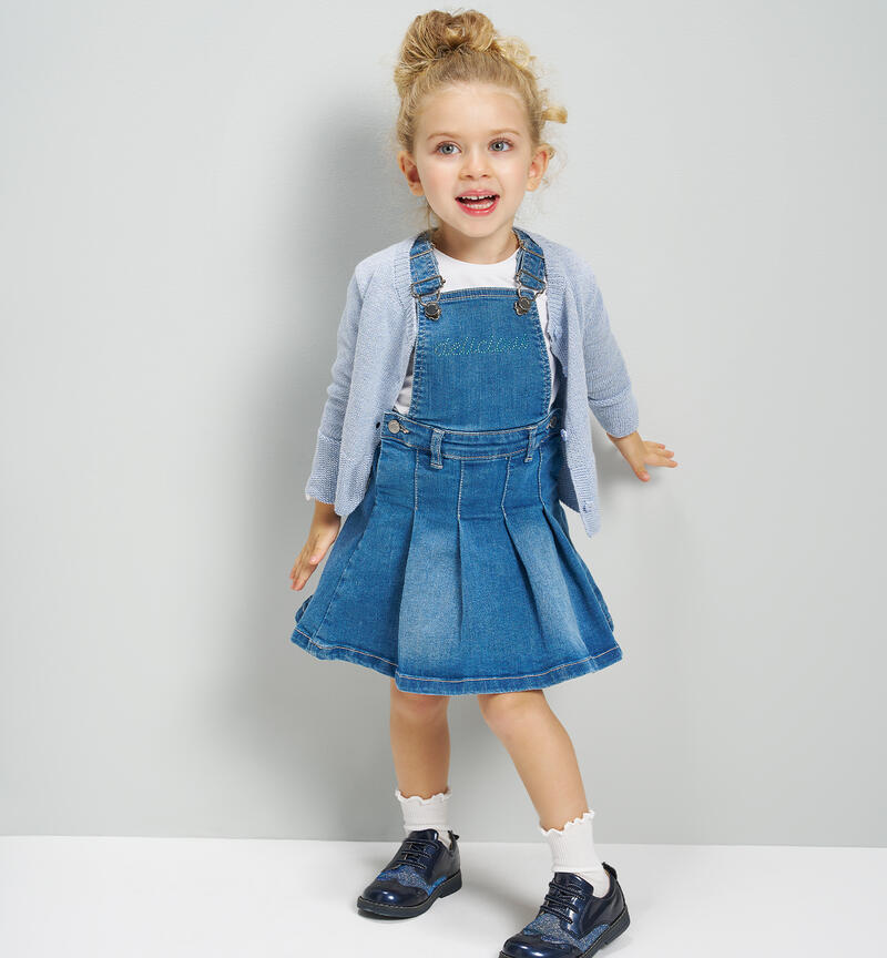 Salopette da bambina STONE WASHED CHIARO-7400