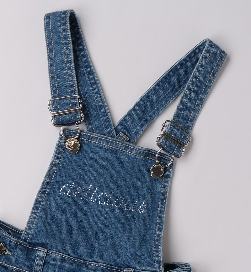 Salopette da bambina STONE WASHED CHIARO-7400