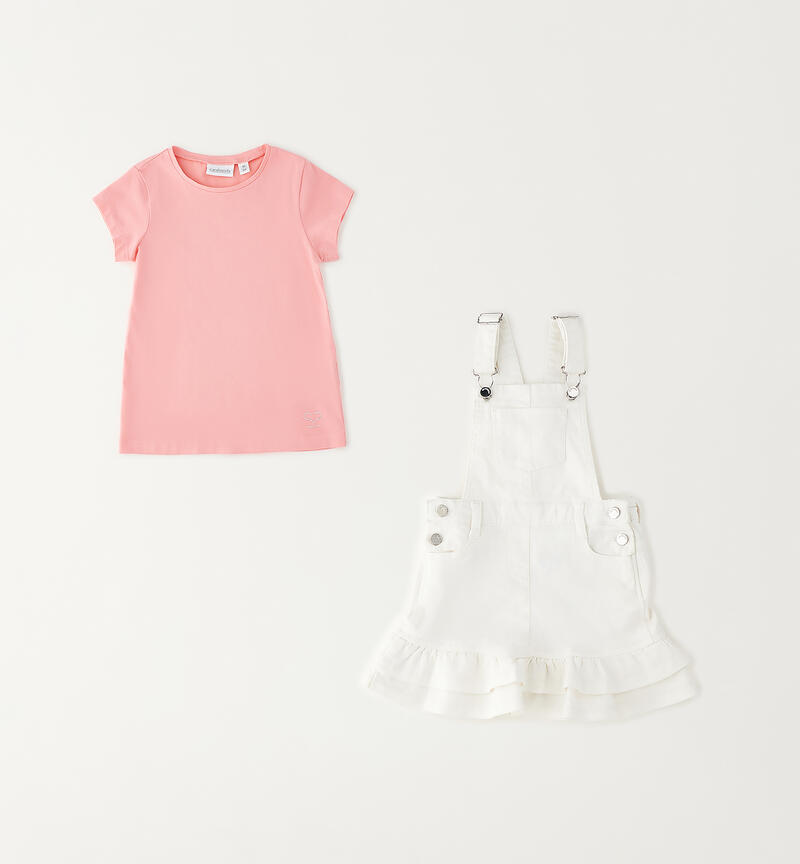 Overalls and t-shirts for girls BIANCO-0113