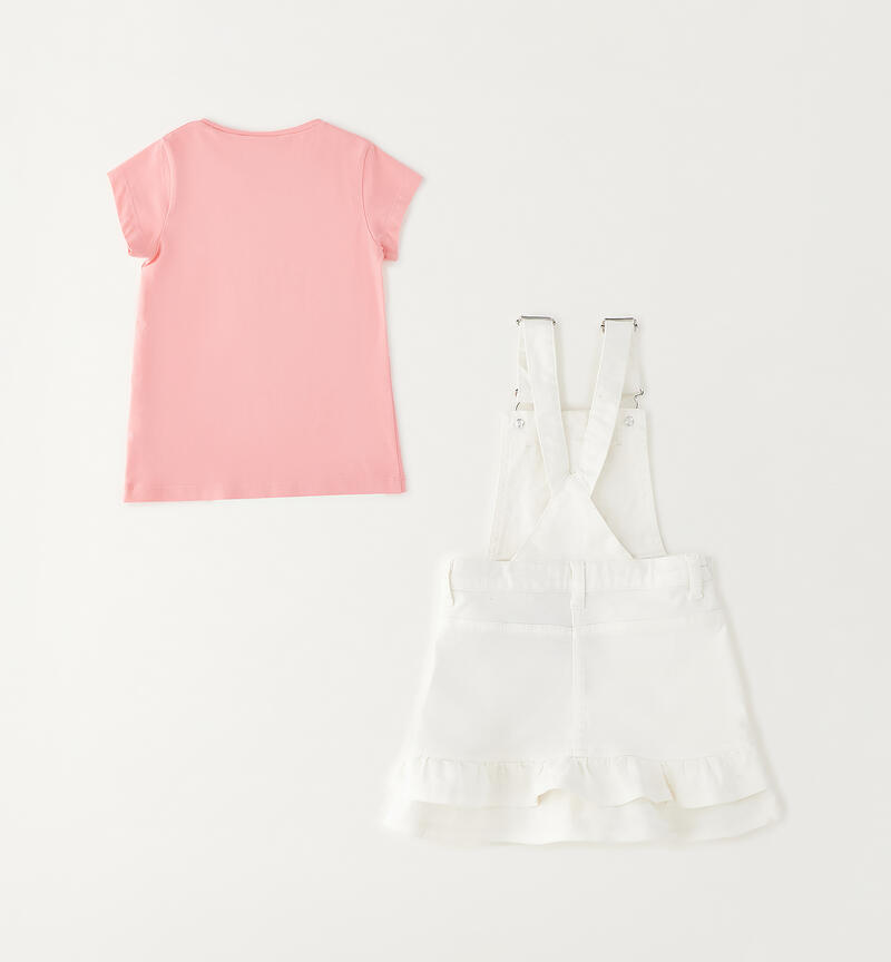 Overalls and t-shirts for girls BIANCO-0113