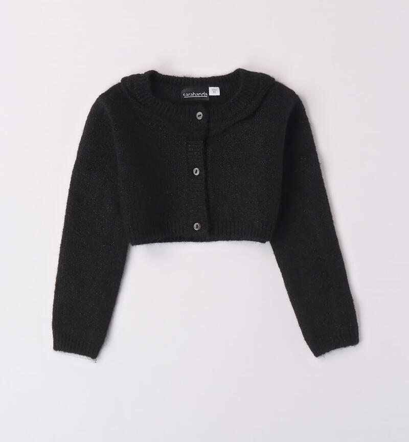Sarabanda cropped cardigan for girls from 9 months to 8 years NERO-0658