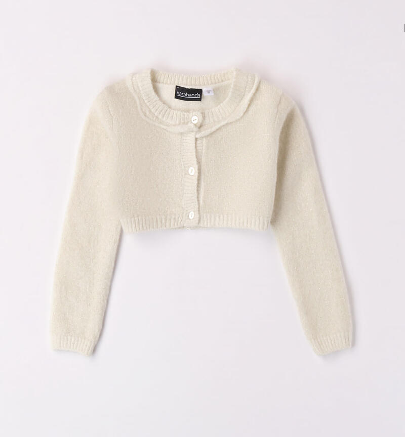 Sarabanda cropped cardigan for girls from 9 months to 8 years PANNA-ORO-8314