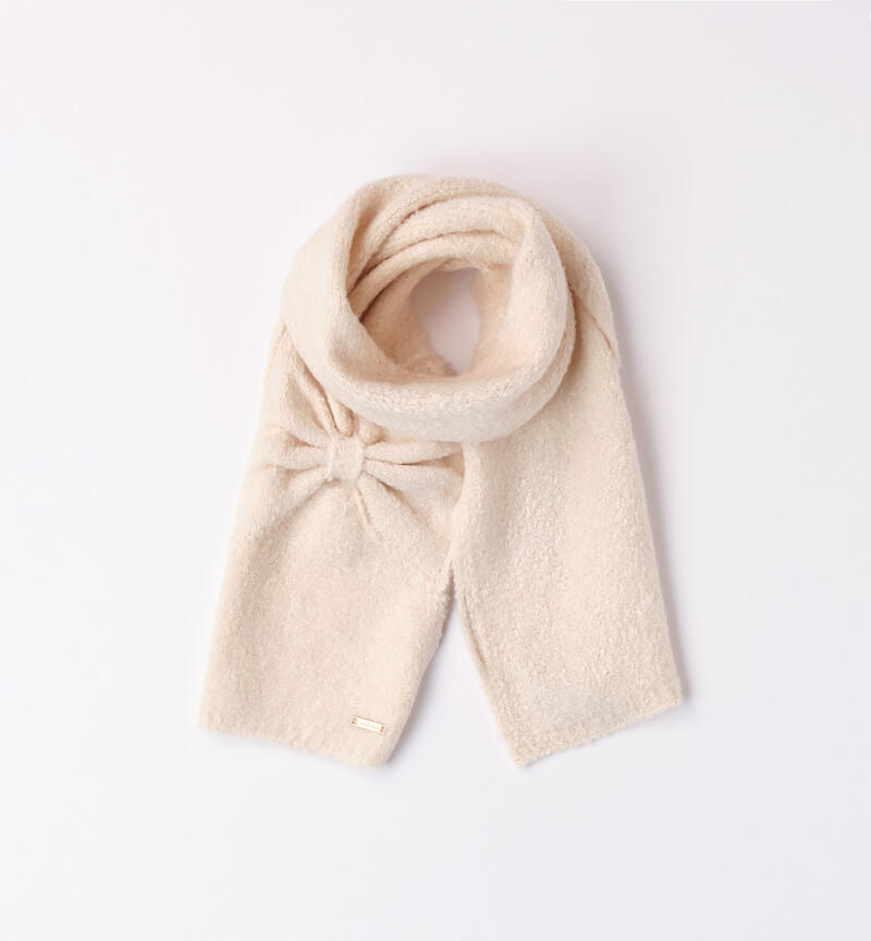 Sarabanda bow scarf for girls from 9 months to 8 years BEIGE-1033