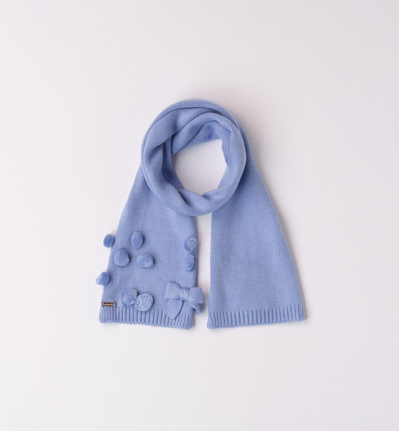 Sarabanda pompom scarf for girls from 9 months to 8 years LIGHT BLUE-3623