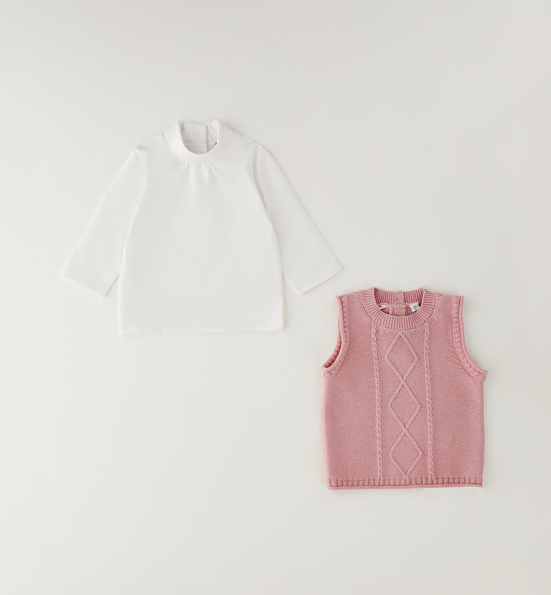 Set maglia e gilet neonata ROSA-3031