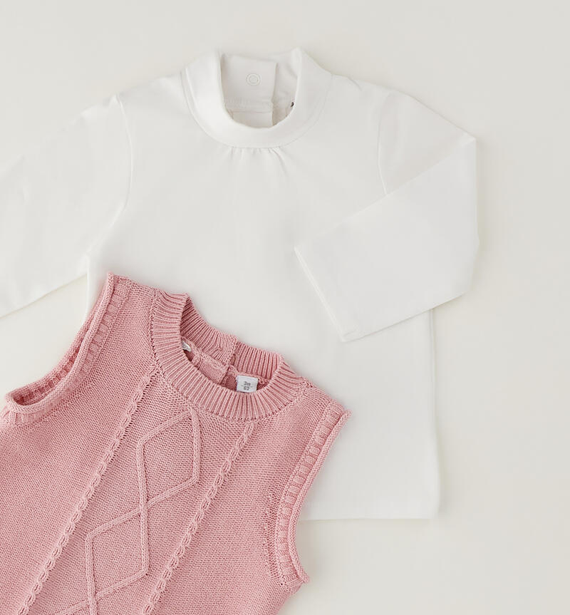 Set maglia e gilet neonata ROSA-3031