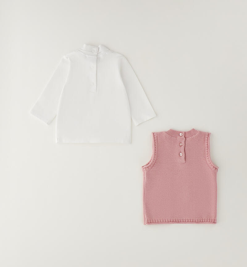 Set maglia e gilet neonata ROSA-3031