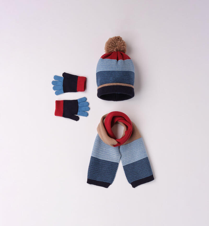 Sarabanda hat, scarf and gloves set for boys from 9 months to 8 years ROSSO-2259