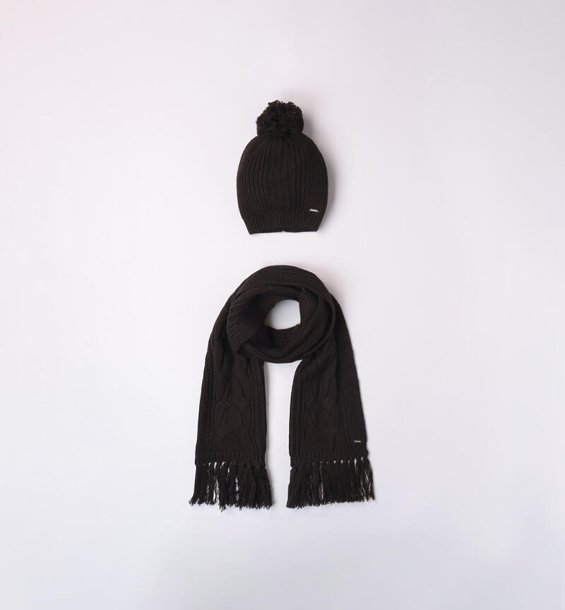 Sarabanda hat and scarf set for girls from 8 to 16 years old NERO-0658
