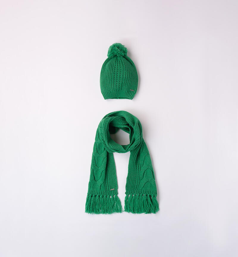 Set sciarpa e cappello per ragazza da 8 a 16 anni Sarabanda VERDE-5156