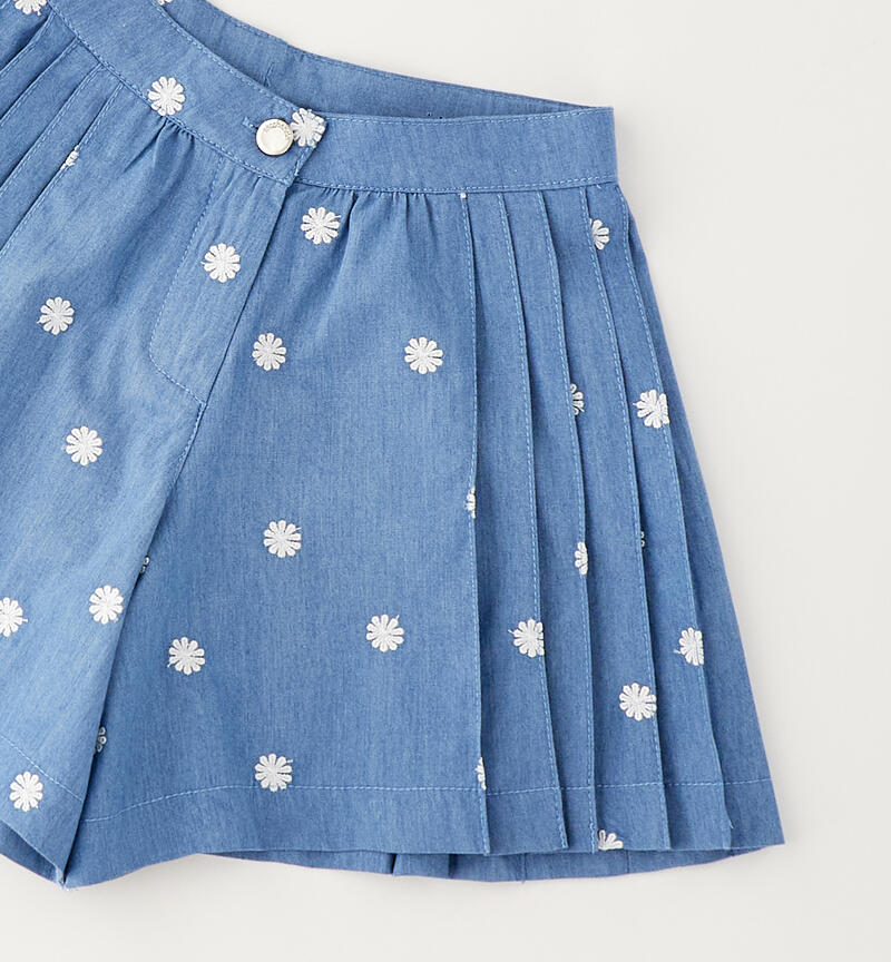 Shorts bambina 100% cotone BLU CHIARO LAVATO-7310