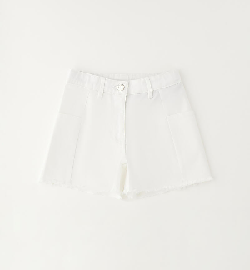 Shorts bambina in cotone BIANCO-0113