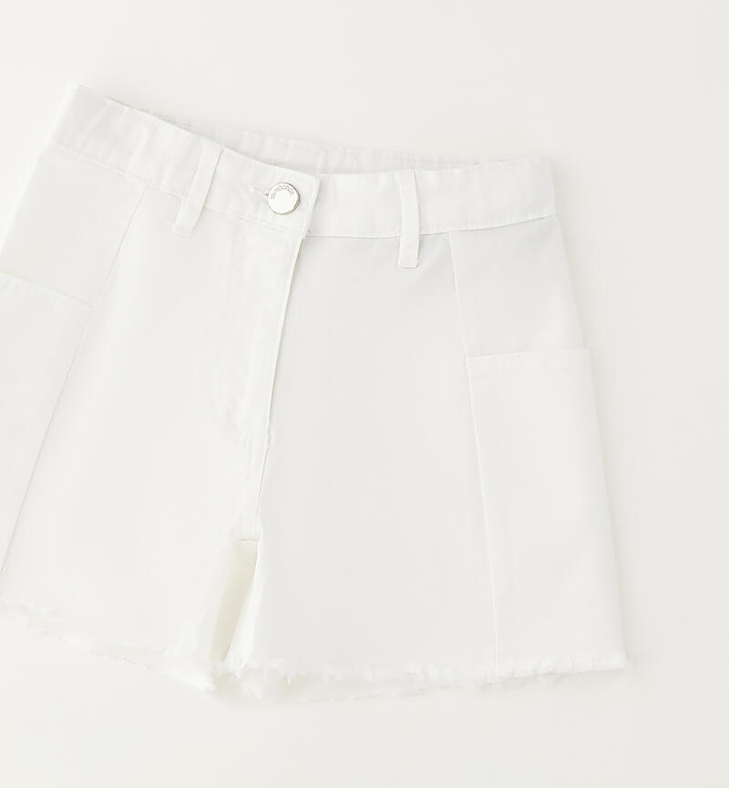 Shorts bambina in cotone BIANCO-0113