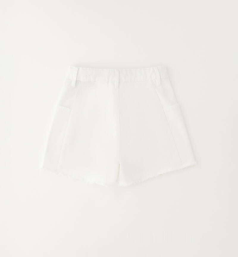 Shorts bambina in cotone BIANCO-0113