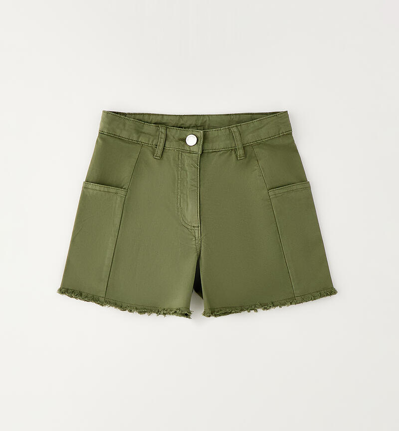 Shorts bambina in cotone VERDE MILITARE-5553