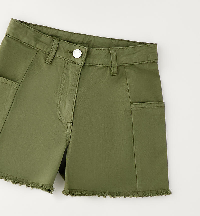 Shorts bambina in cotone VERDE MILITARE-5553