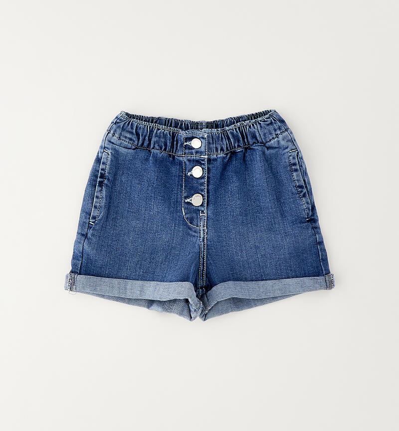 Girls' denim shorts MEDIUM STONE WASHED -7000