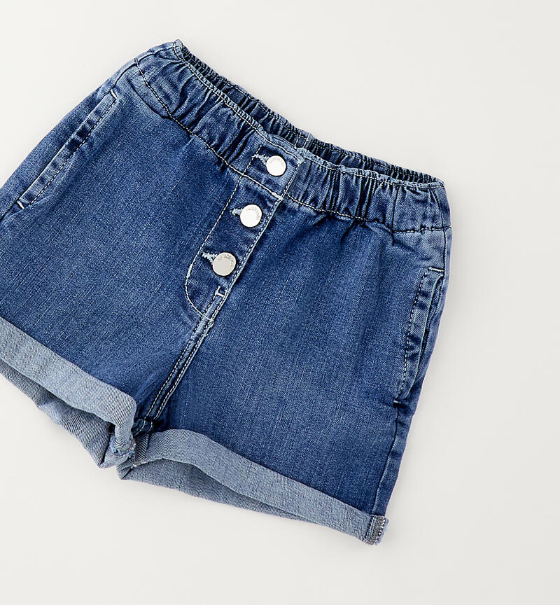 Girls' denim shorts MEDIUM STONE WASHED -7000