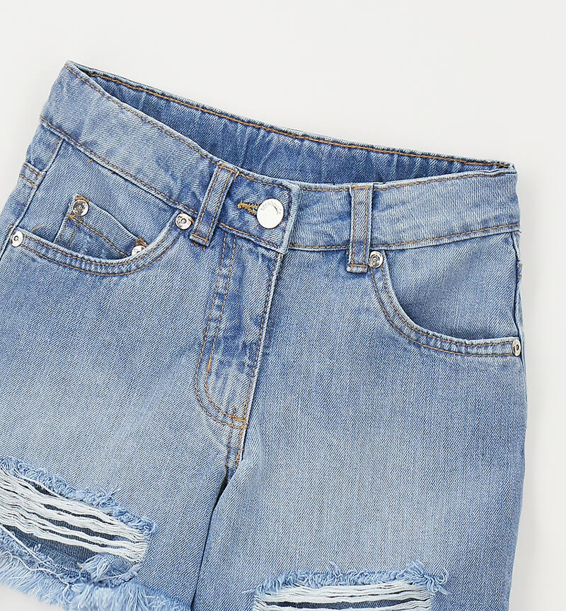 Girls' denim shorts MEDIUM STONE WASHED -7000