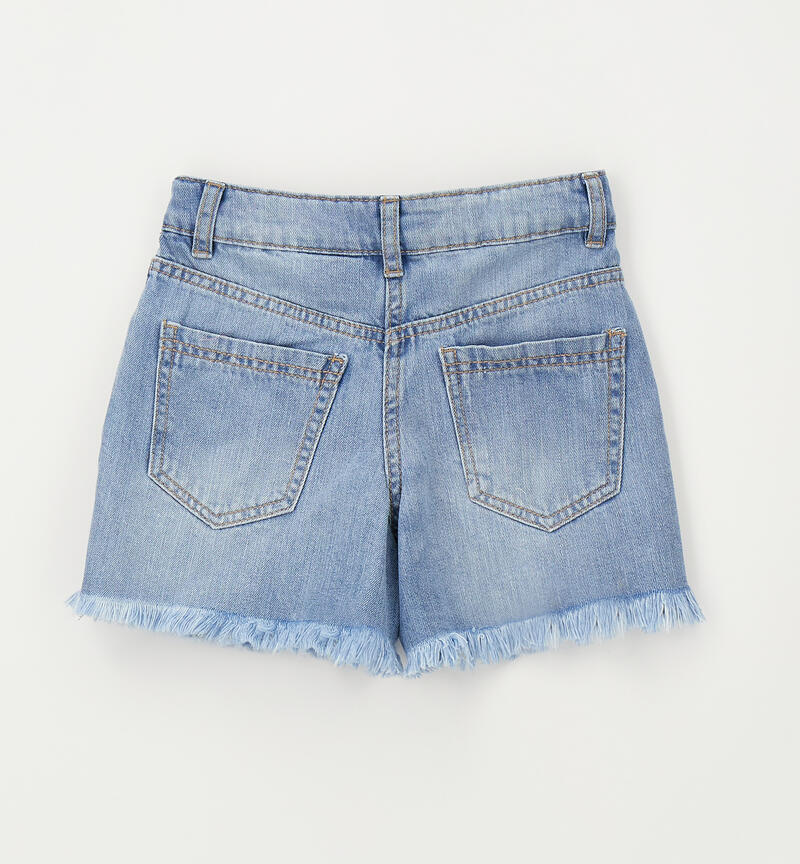 Girls' denim shorts MEDIUM STONE WASHED -7000