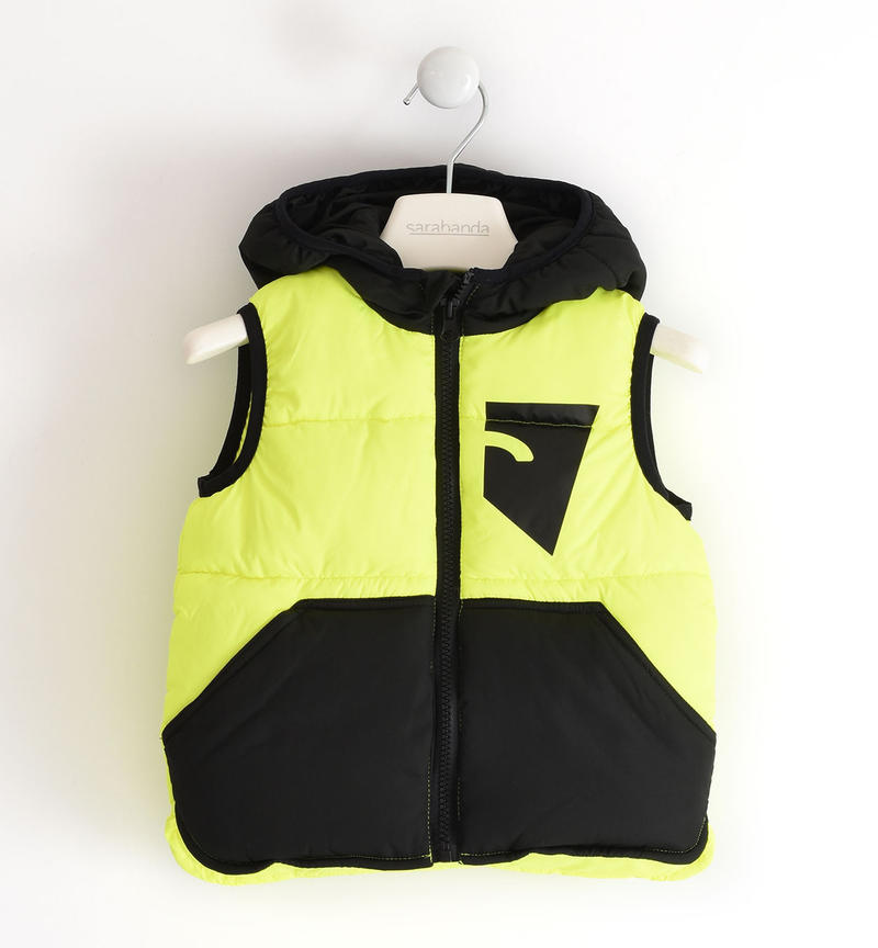 Sarabanda boy's 200 grammes sleeveless jacket from 9 months to 8 years GIALLO FLUO-1499