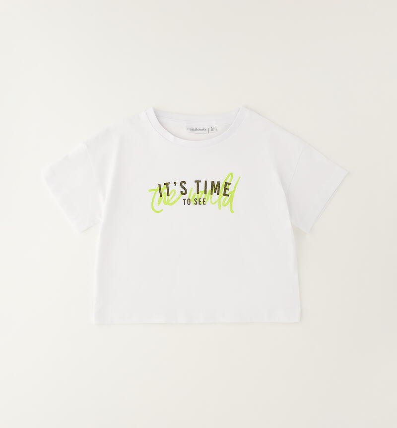 T-shirt 100% cotone ragazza BIANCO-0113