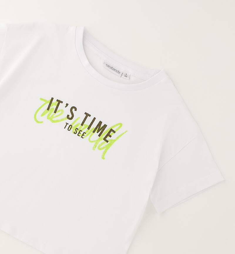 T-shirt 100% cotone ragazza BIANCO-0113