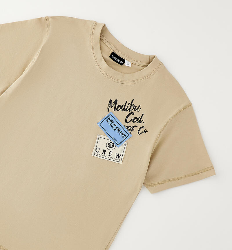 T-shirt 100% cotone ragazzo BEIGE-0471