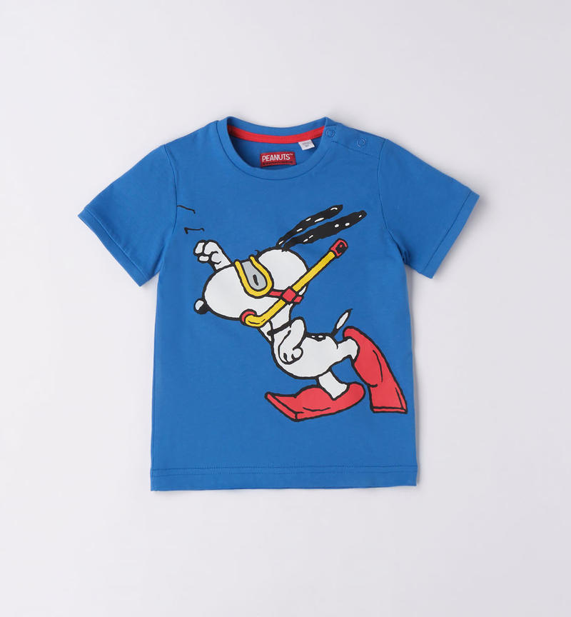 Sarabanda 100% cotton Snoopy t-shirt for boys from 9 months to 8 years ROYAL CHIARO-3734