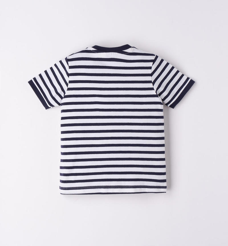 Sarabanda striped t-shirt with pocket for boys from 9 months to 8 years NAVY-3854