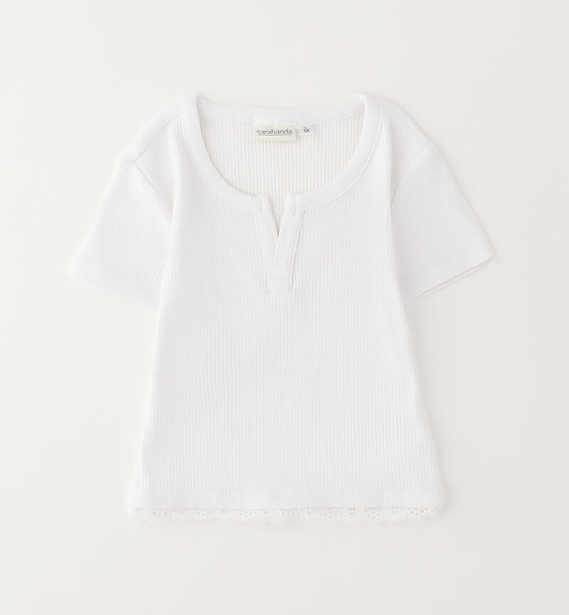 Girl's fitted T-shirt BIANCO-0113