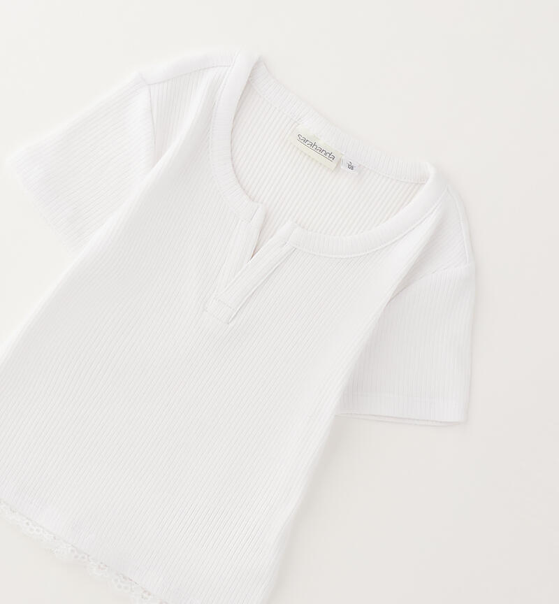Girl's fitted T-shirt BIANCO-0113