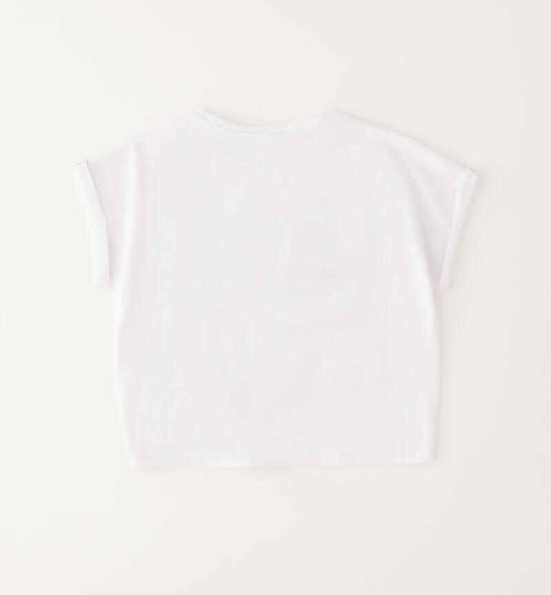 Girls' T-shirt with knot BIANCO-0113