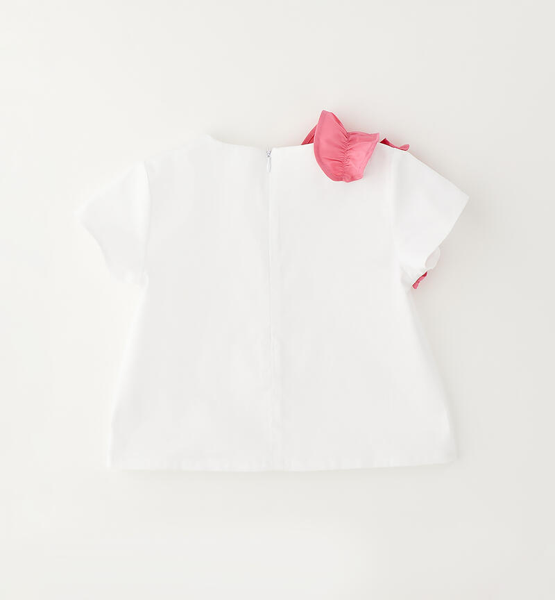 Girls' T-shirt with ruffles BIANCO-0113