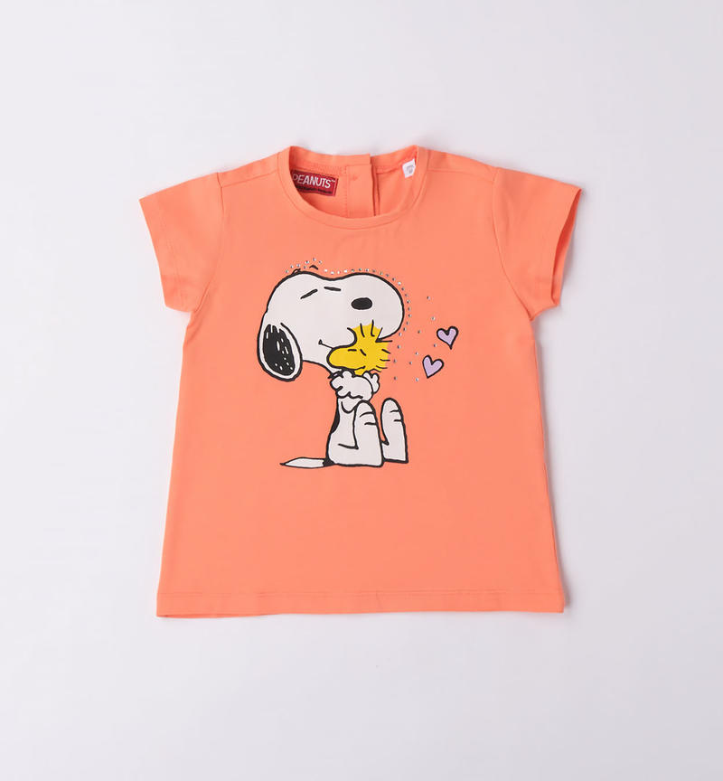 Sarabanda Snoopy motif T-shirt for girls from 9 months to 8 years MANDARINO-2132