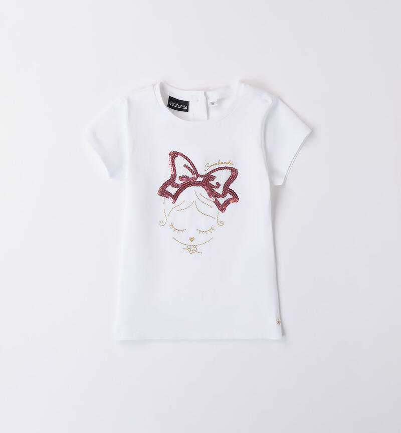Girls' sequin T-shirt BIANCO-0113