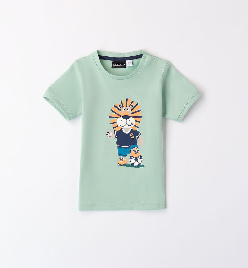 Boys' lion T-shirt VERDE CHIARO-4846