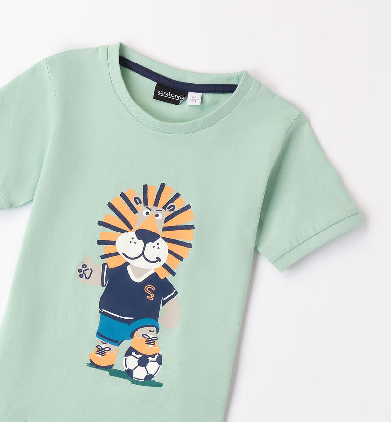 Boys' lion T-shirt VERDE CHIARO-4846