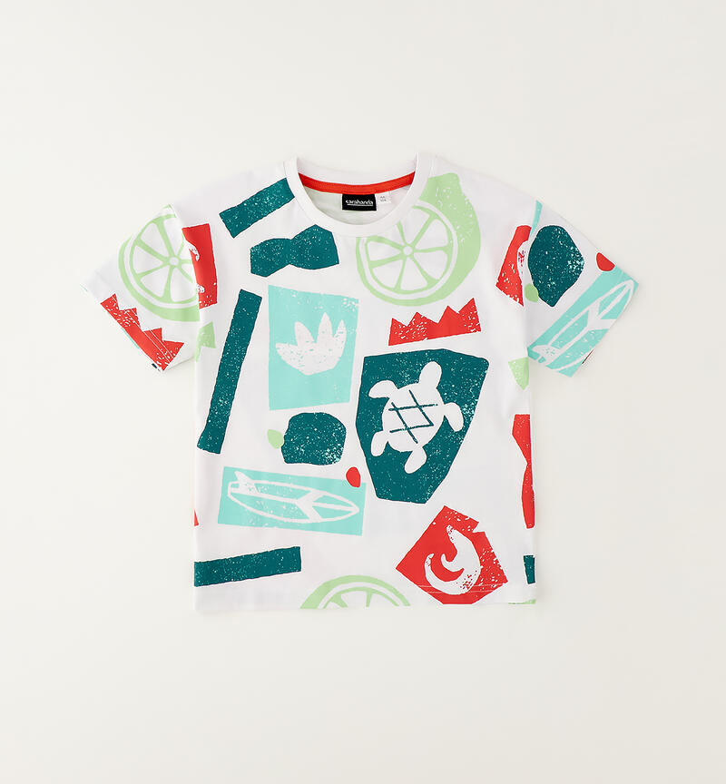 Allover print children's T-shirt BIANCO-MULTICOLOR-6CBE
