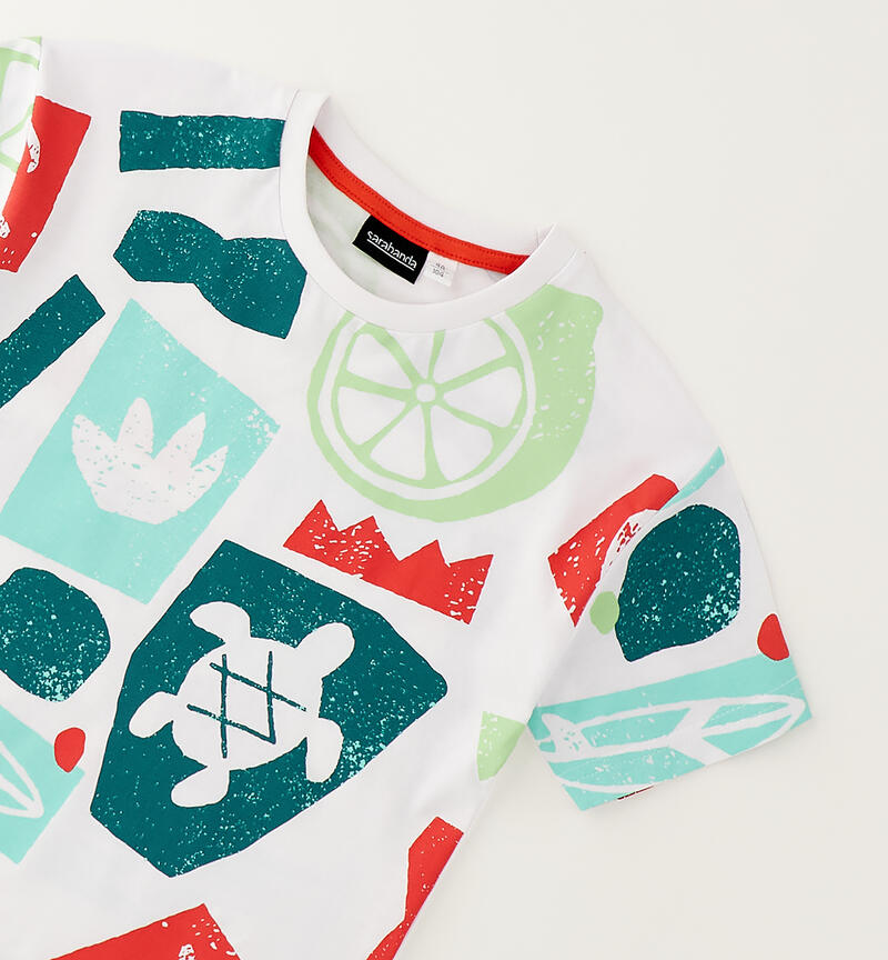 Allover print children's T-shirt BIANCO-MULTICOLOR-6CBE