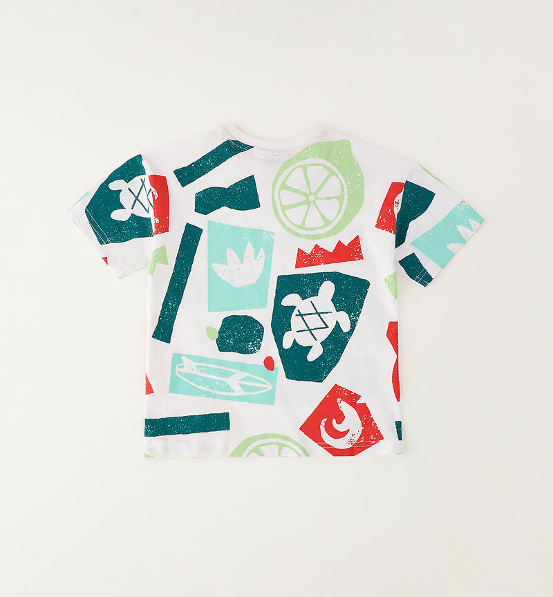 Allover print children's T-shirt BIANCO-MULTICOLOR-6CBE