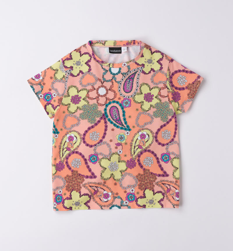 Sarabanda colourful T-shirt for girls from 8 to 16 years BIANCO-MULTICOLOR-6VU2