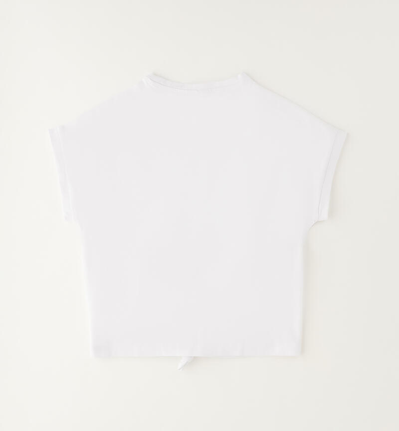 T-shirt con nodo ragazza BIANCO-0113