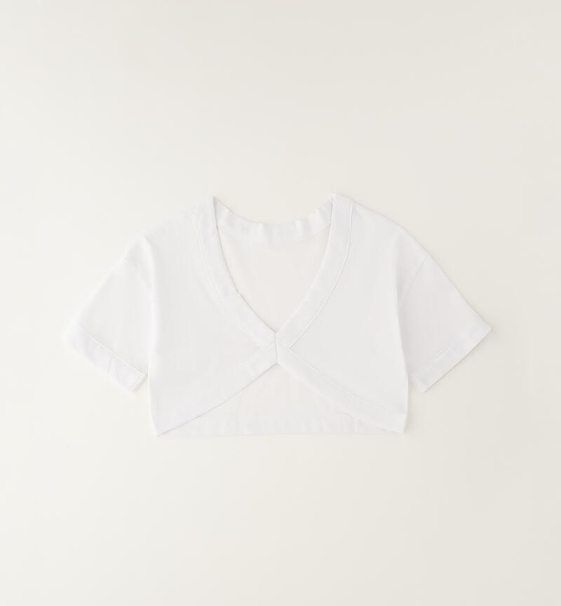 T-shirt crop ragazza BIANCO-0113
