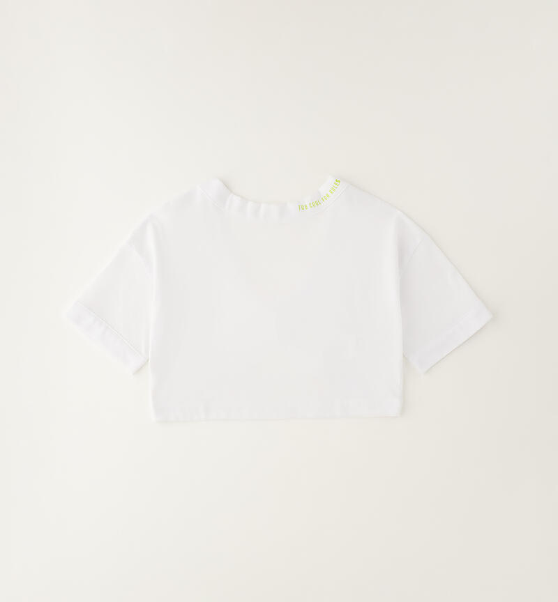 T-shirt crop ragazza BIANCO-0113