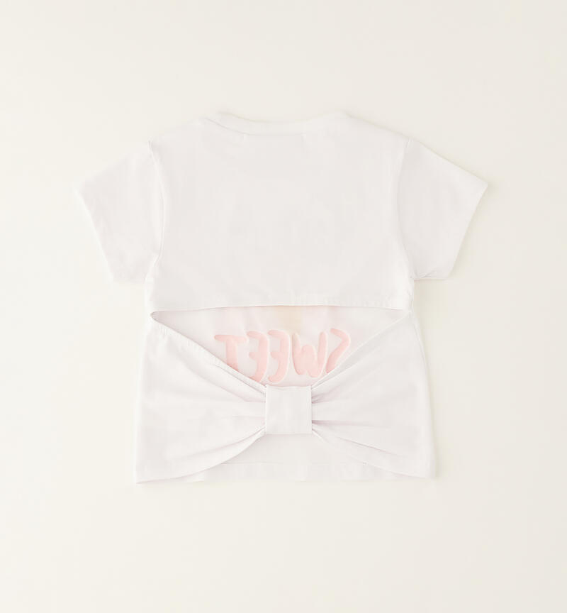 T-shirt da bambina con scritte BIANCO-0113