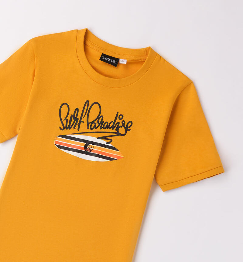 Boys' 100% yellow cotton T-shirt GIALLO-1645